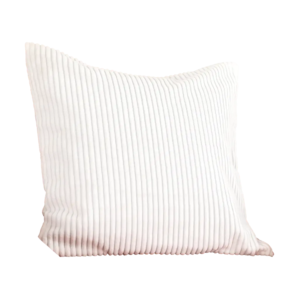 White Corduroy Cushion - Feather Filled - Oakavia