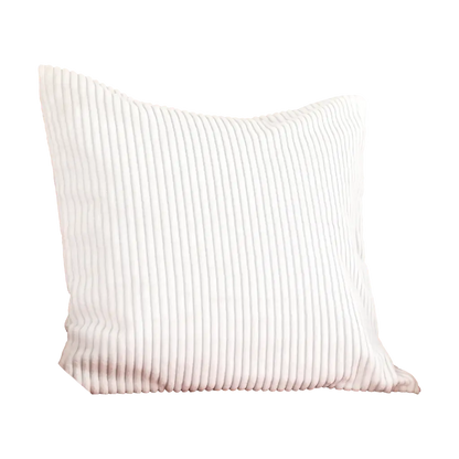 White Corduroy Cushion - Feather Filled - Oakavia