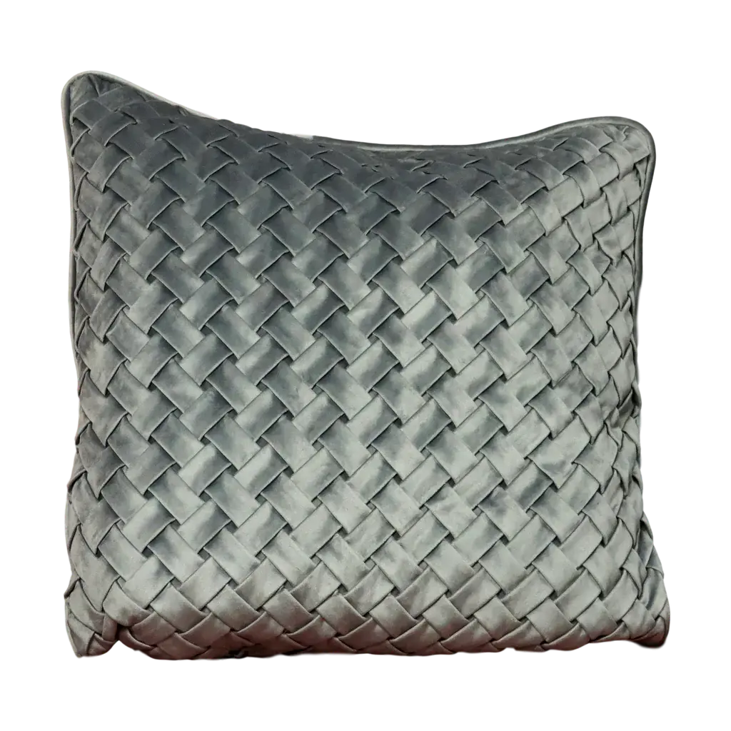 Woven Grey Velvet Cushion - Feather Filled - Oakavia