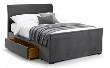 Capri 180cm Super King Size Bed in Dark Grey Velvet Julian Bowen