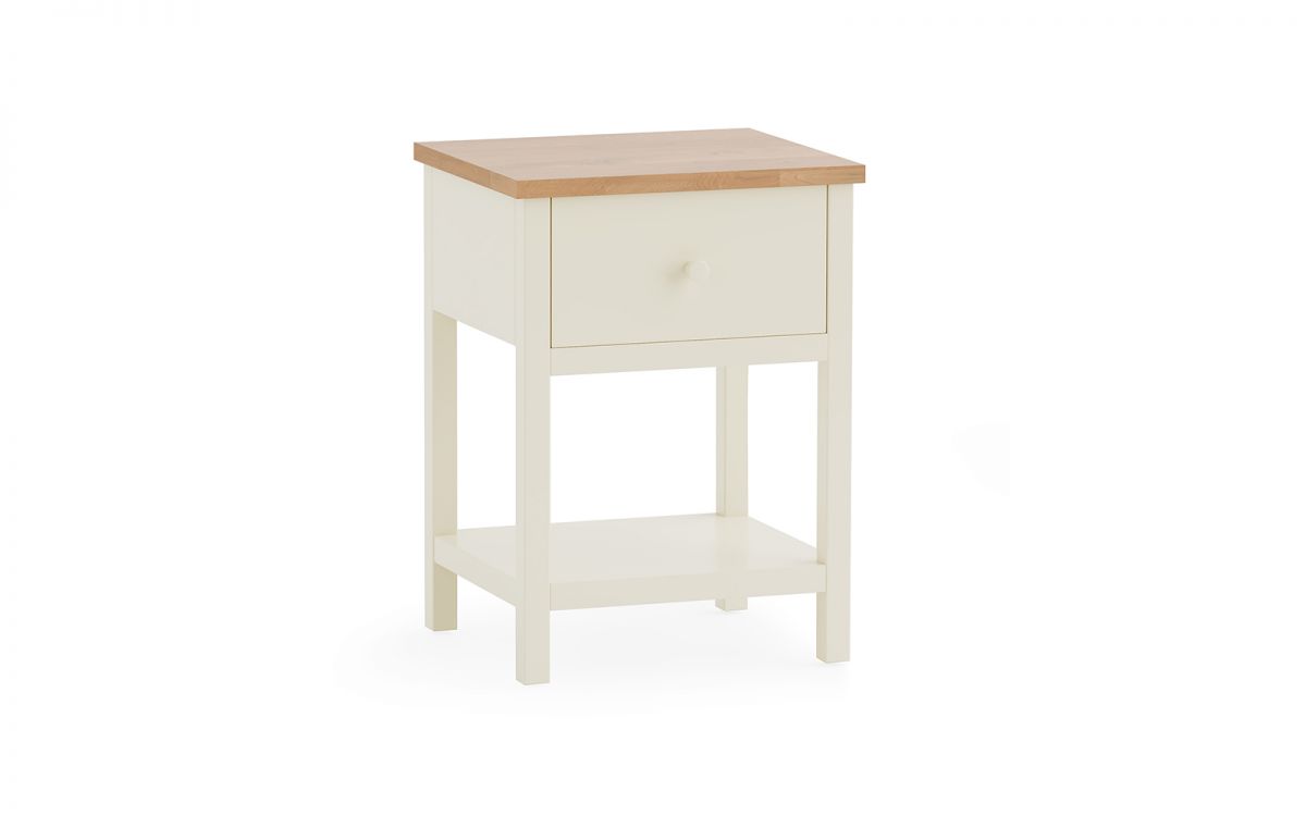 Coxmoor 1 Drawer Bedside - Ivory & Oak