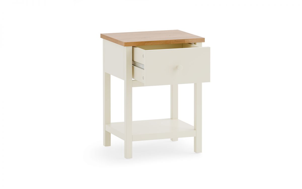 Coxmoor 1 Drawer Bedside - Ivory & Oak