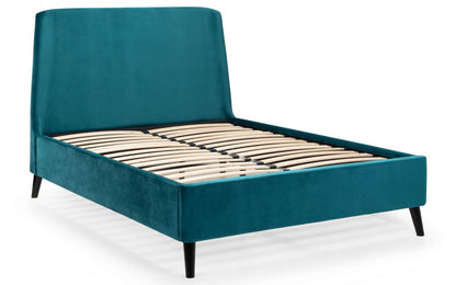 Frida Curved Velvet Bed 135cm Double - Teal Julian Bowen