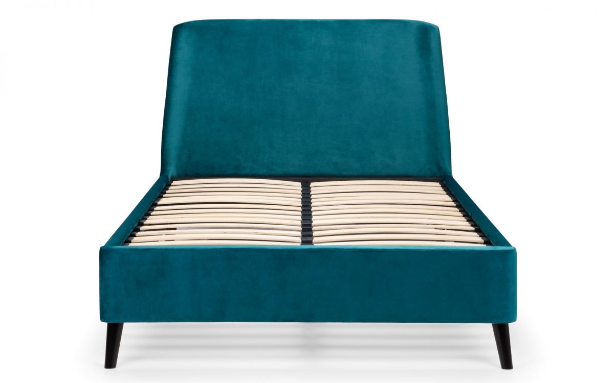 Frida Curved Velvet Bed 135cm Double - Teal Julian Bowen