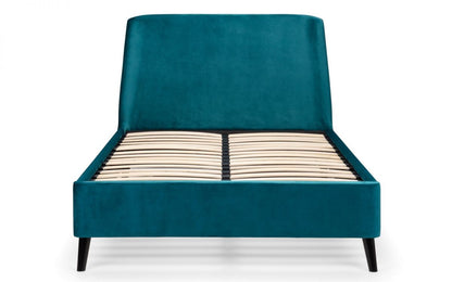 Frida Curved Velvet Bed 135cm Double - Teal Julian Bowen