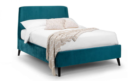 Frida Curved Velvet Bed 135cm Double - Teal Julian Bowen