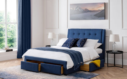 Fullerton 4 Drawer 150cm King Size Bed - Blue Julian Bowen