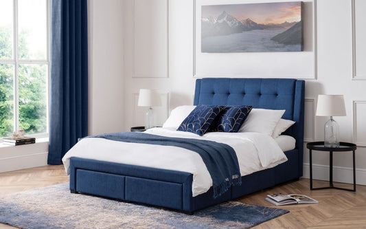 Fullerton 4 Drawer 135cm Double Bed - Blue Julian Bowen