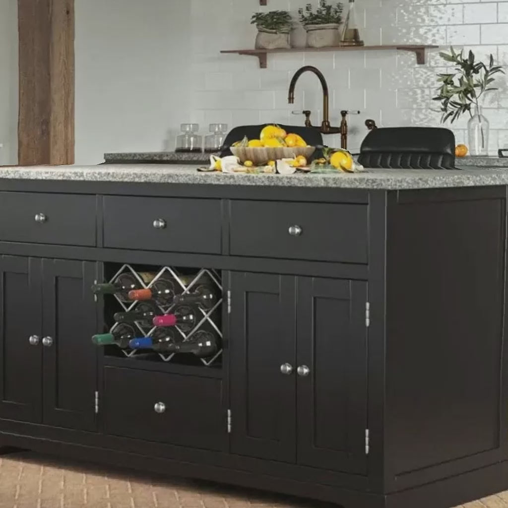 Black Kitchen island with grey granite worktop - oakavia