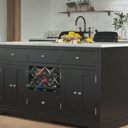 Black Kitchen Island With White Granite Worktop