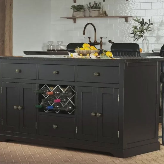 Black Kitchen island with black granite worktop - oakavia