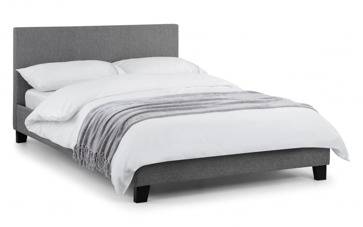 Rialto Light Grey Linen Bed 135cm Double Julian Bowen