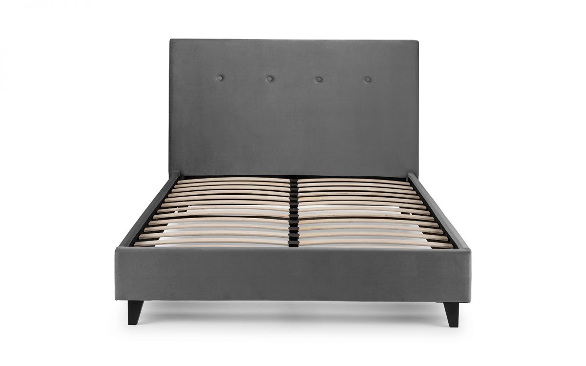 Shoreditch High Headboard Slate Velvet Bed 135cm Double Julian Bowen