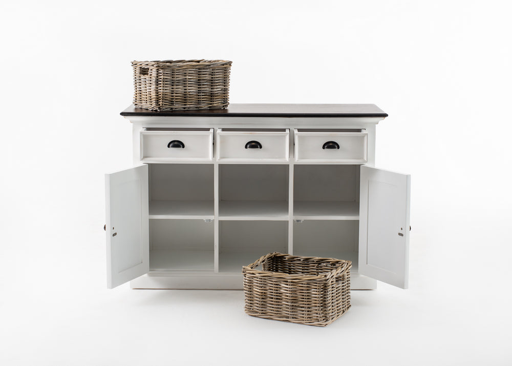 NovaSolo Halifax Accent White Distress Buffet with 2 Baskets - Oakavia