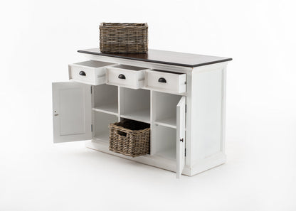 NovaSolo Halifax Accent White Distress Buffet with 2 Baskets - Oakavia