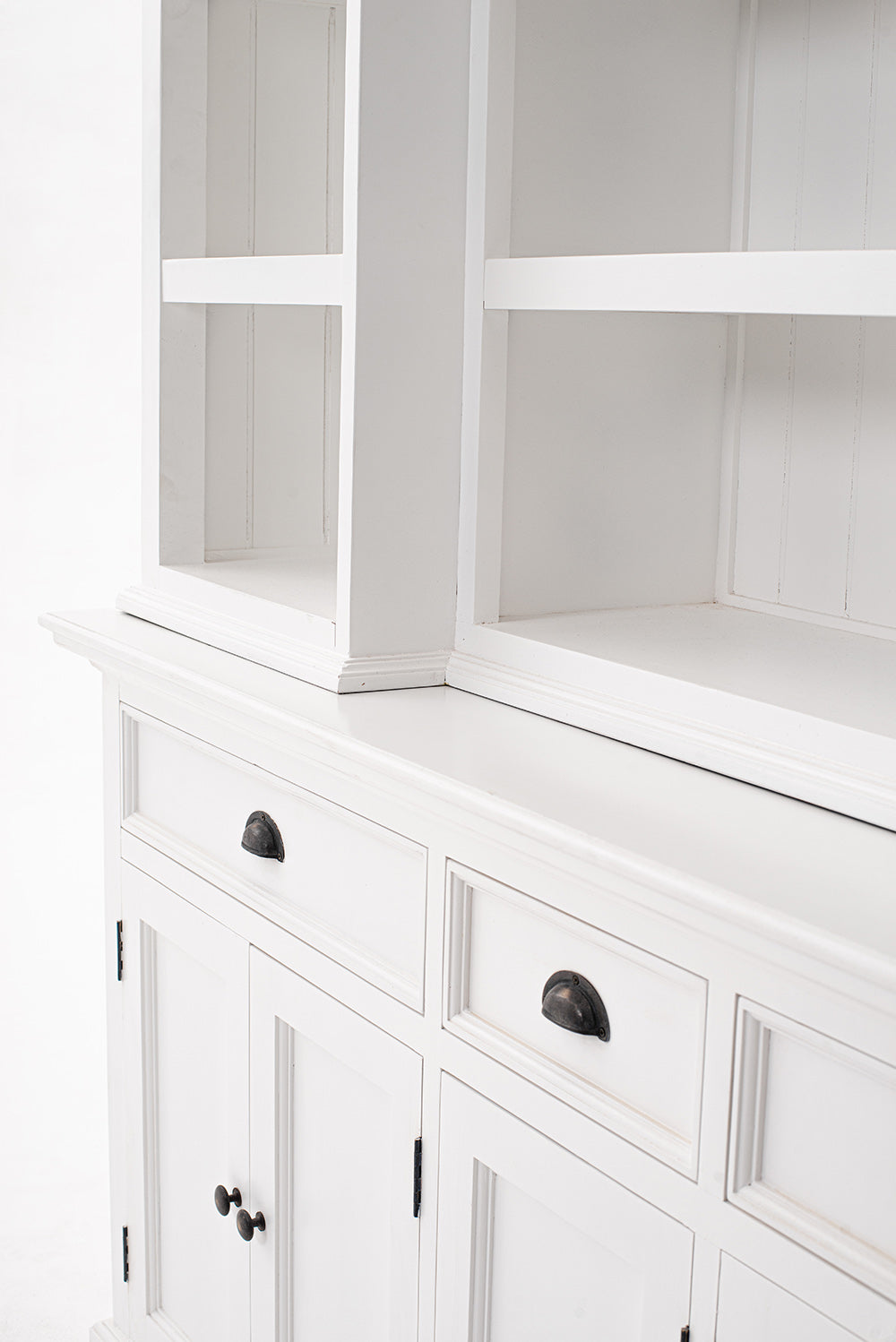 NovaSolo Halifax Classic White Kitchen Hutch Cabinet with 5 Doors 3 Drawers - Oakavia