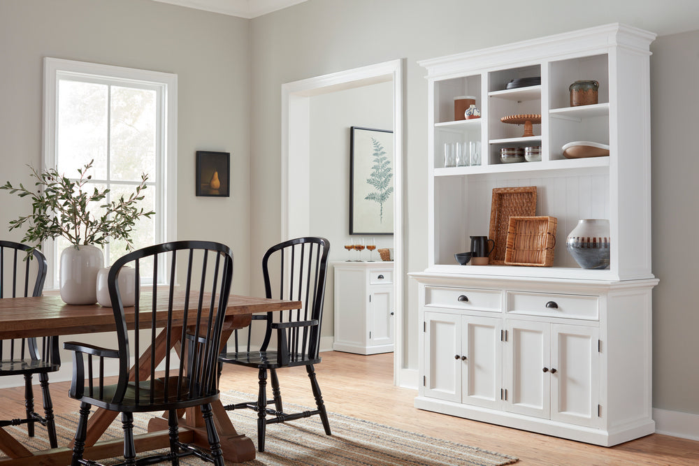 NovaSolo Halifax Classic White Buffet Hutch Unit with 2 Adjustable Shelves - Oakavia