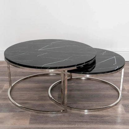 Black Stone Coffee Table - Nest of 2 - Oakavia