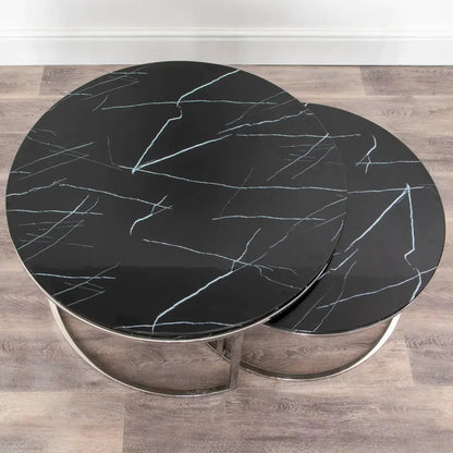 Black Stone Coffee Table - Nest of 2 - Oakavia