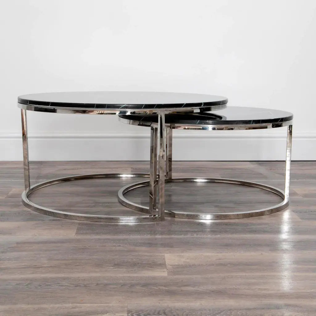 Black Stone Coffee Table - Nest of 2 - Oakavia