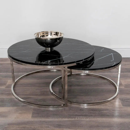 Black Stone Coffee Table - Nest of 2 - Oakavia