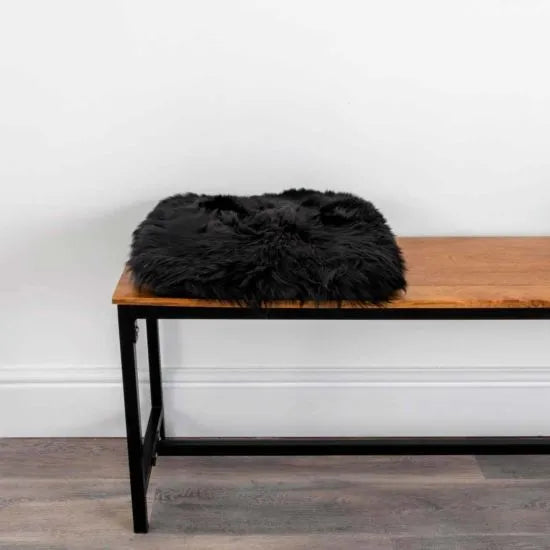 Black Square Sheepskin Chair Pad - Oakavia