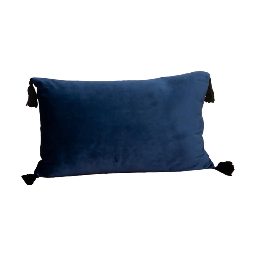 Blue Velvet Tasselled Boudoir Cushion Cover - Oakavia