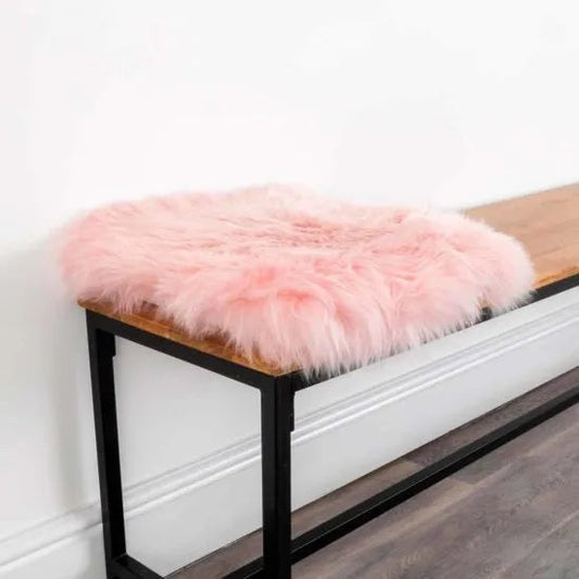 Blush Pink Square Sheepskin Chair Pad - Oakavia