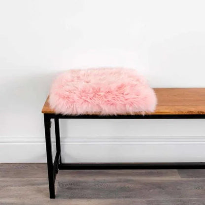 Blush Pink Square Sheepskin Chair Pad - Oakavia