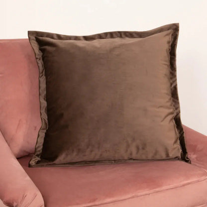 Brown Velvet Cushion - Feather Filled - Oakavia