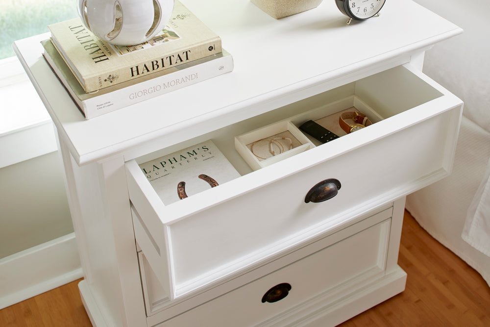 NovaSolo Halifax Grand Classic White Finish Bedside Drawer Unit - Oakavia