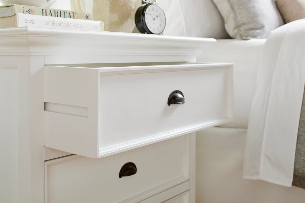 NovaSolo Halifax Grand Classic White Finish Bedside Drawer Unit - Oakavia