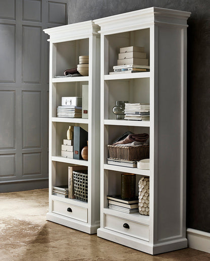 NovaSolo Halifax Classic White Bookcase with 1 Drawer - Oakavia