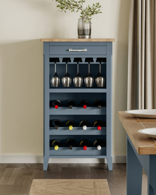 Signature Blue Wine Rack / Glass Storage Cabinet Baumhaus