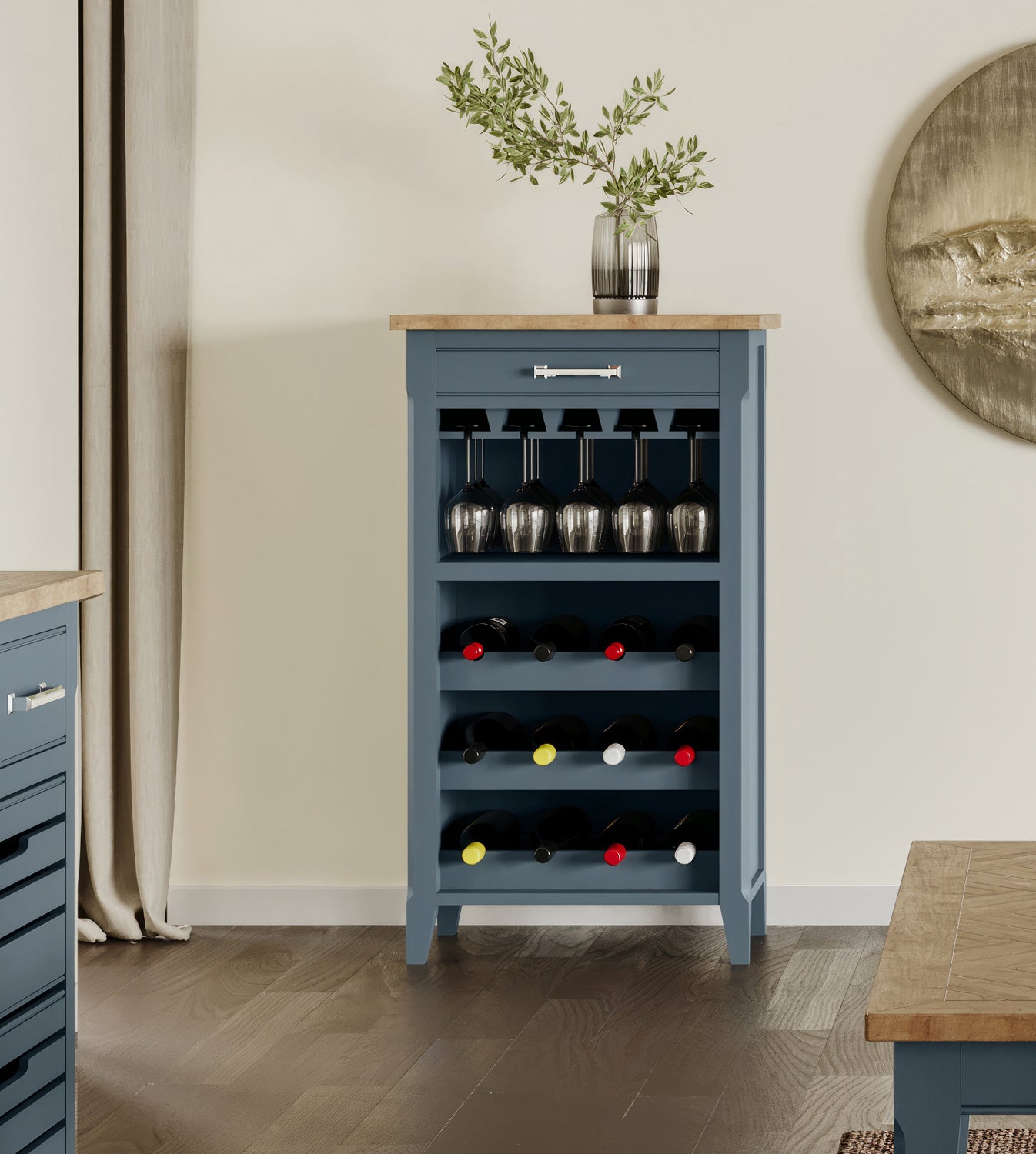 Signature Blue Wine Rack / Glass Storage Cabinet Baumhaus