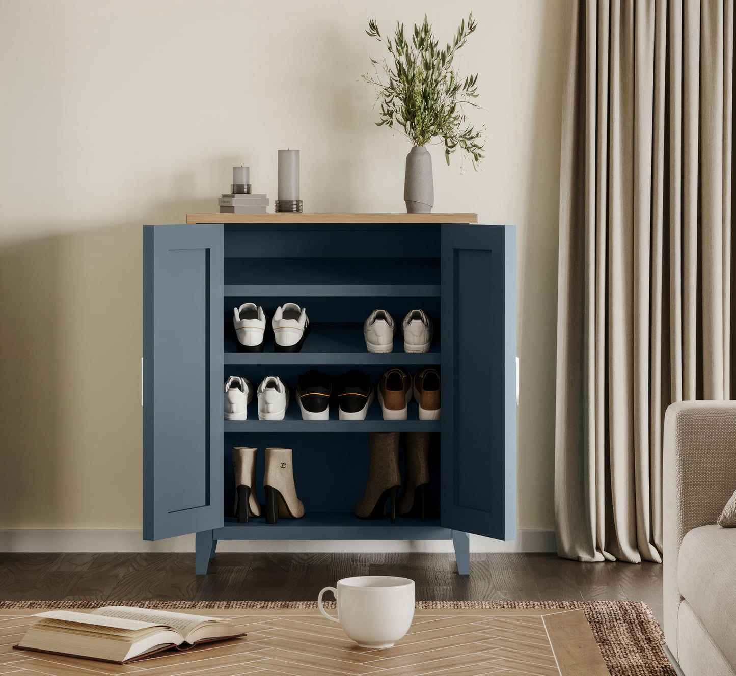 Signature Blue Shoe Storage Cupboard Baumhaus