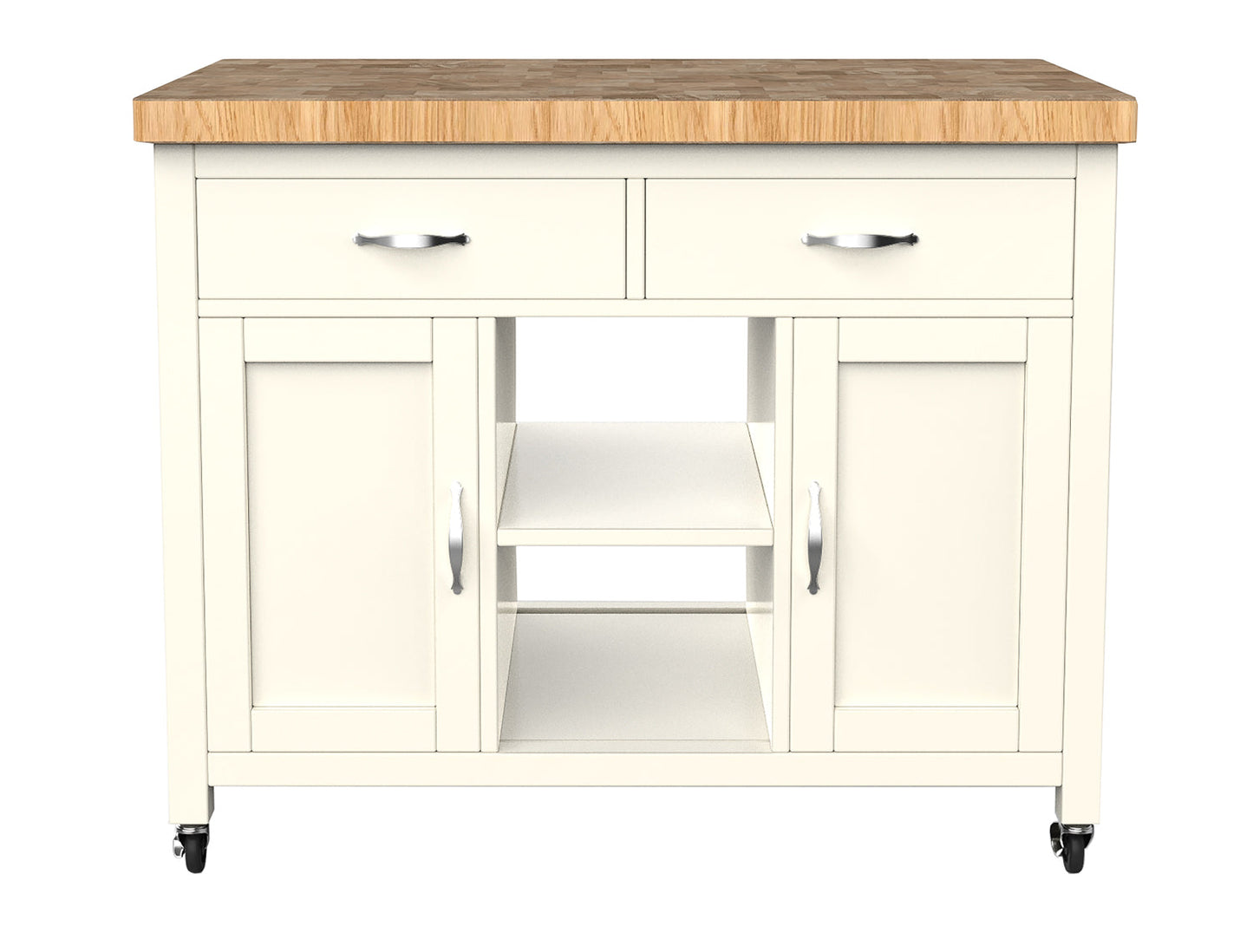 Kitchen Island (Cream) with Butchers Block Baumhaus