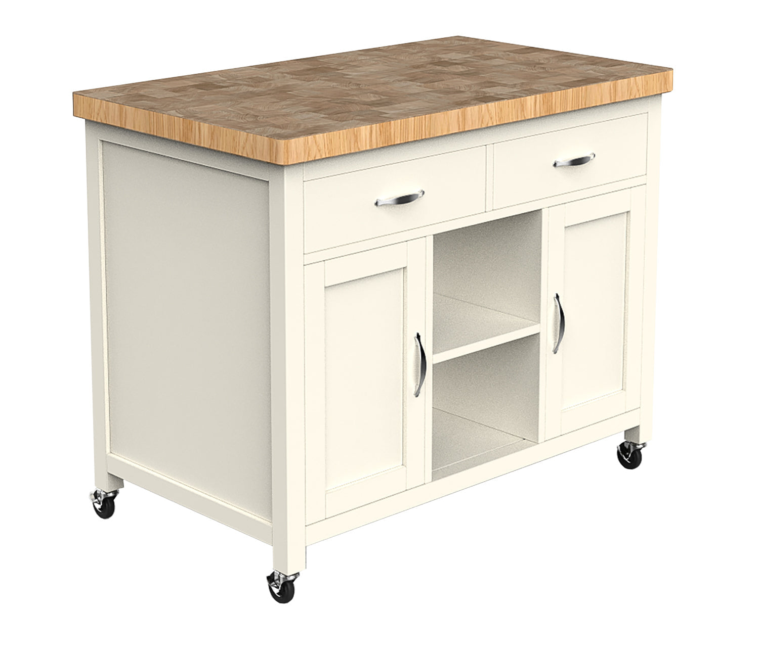 Kitchen Island (Cream) with Butchers Block Baumhaus