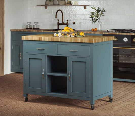 Kitchen Island (Blue) with Butchers Block Baumhaus