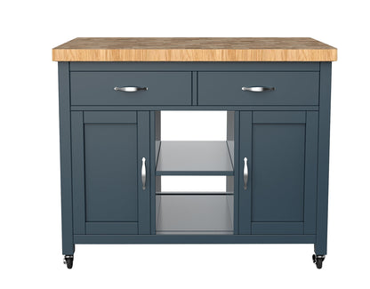 Kitchen Island (Blue) with Butchers Block Baumhaus