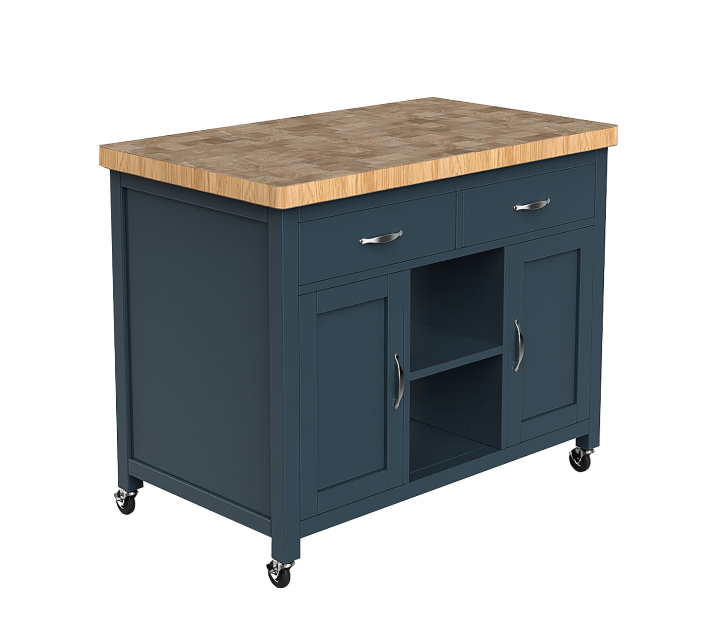 Kitchen Island (Blue) with Butchers Block Baumhaus