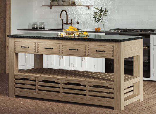 Kitchen Island (Oak) Four Drawer With Black Granite Top Baumhaus