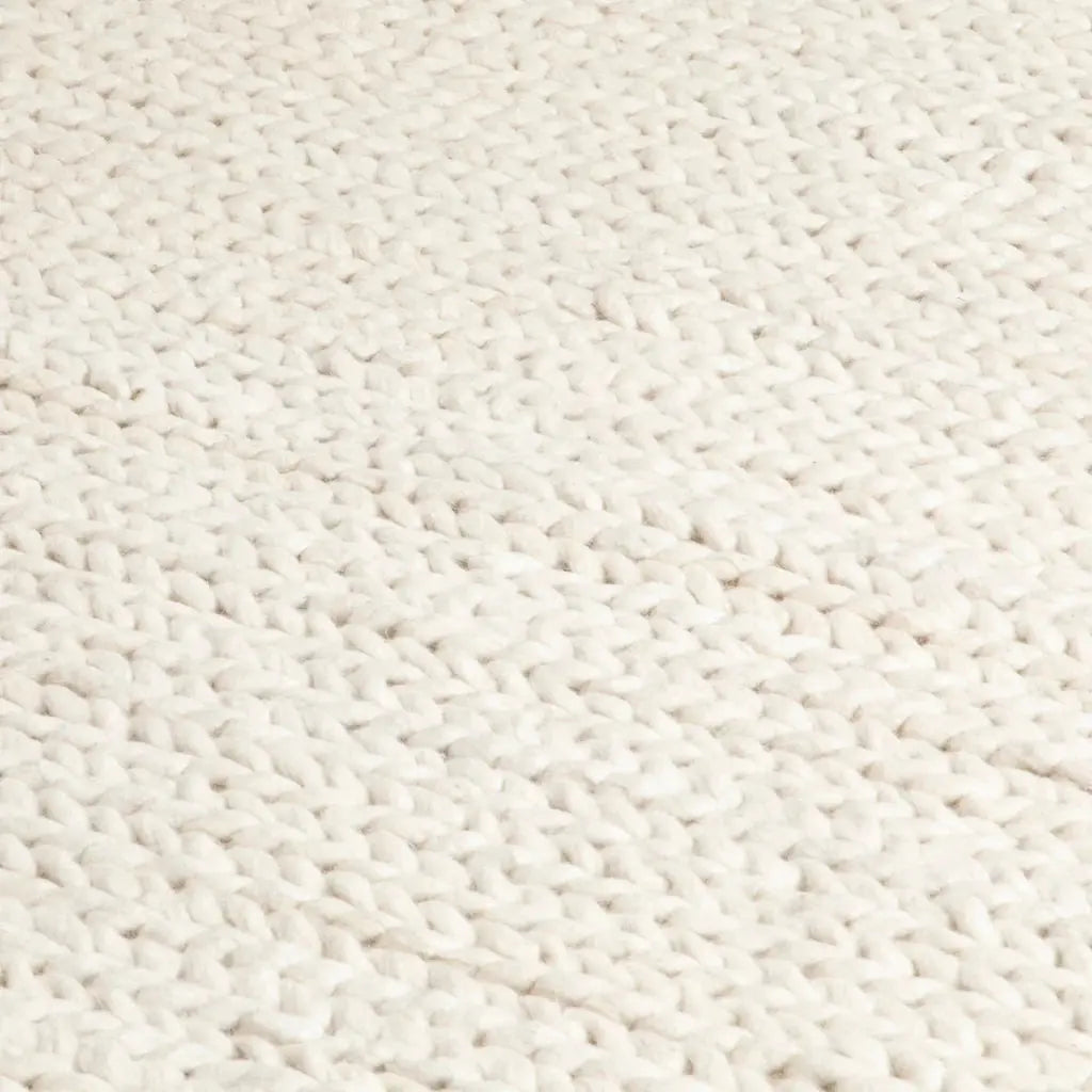 Cream Knitted Large Wool Rug - 160 x 230cm - Oakavia