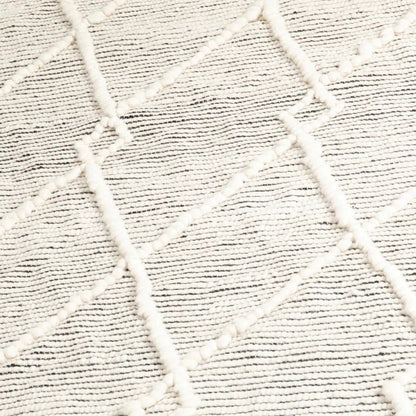 Cream & Black Diamond Pattern Large Wool Rug -  120 x 180cm - Oakavia