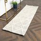 Cream & Black Diamond Pattern Runner Wool Rug - 60 x 230cm - Oakavia