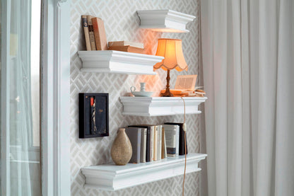 NovaSolo Halifax Classic White Floating Wall Shelf, Medium - Oakavia