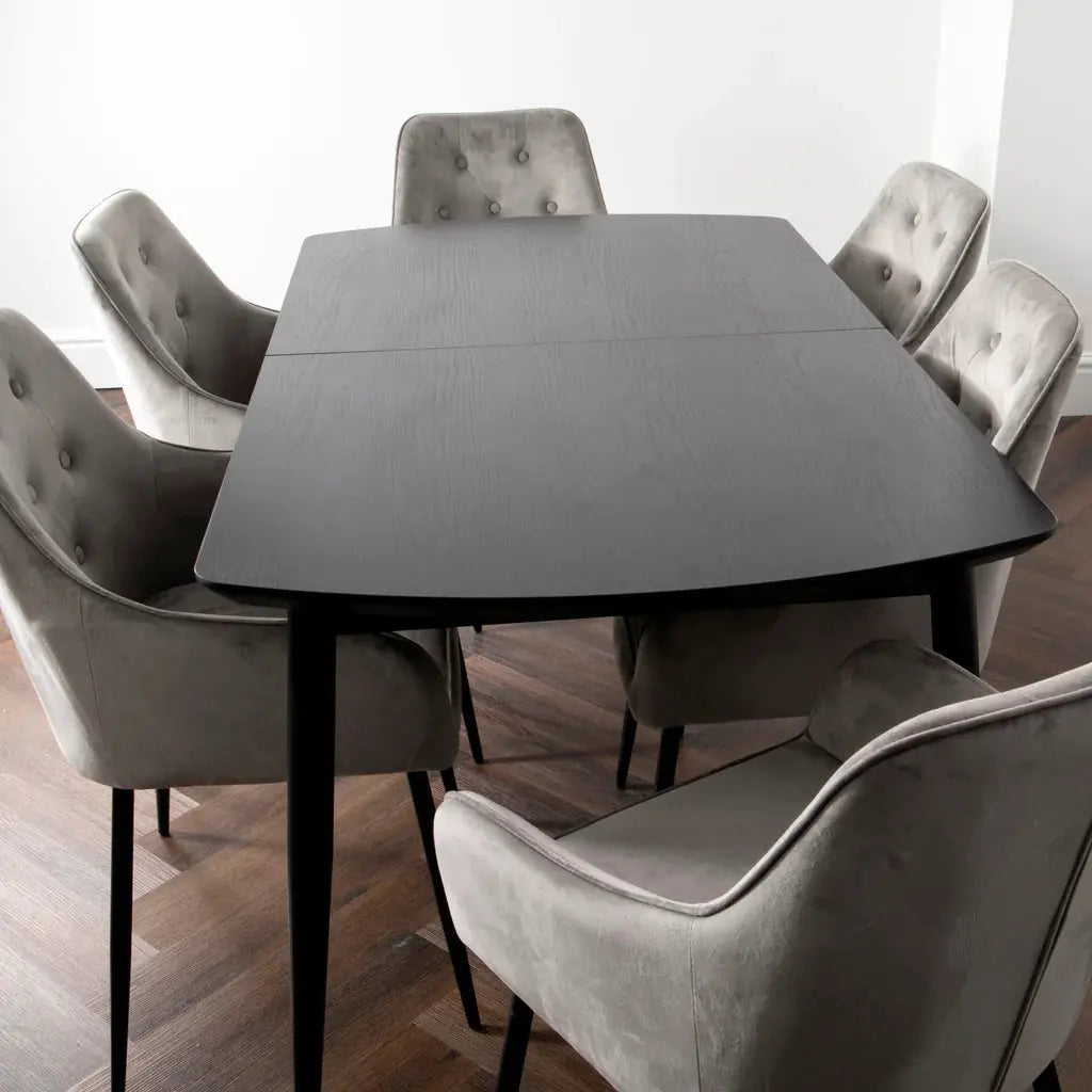 Dark Ash Oxford Dining Table with 4 Chairs - Oakavia