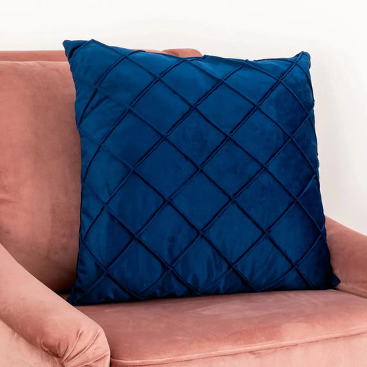 Diamond Blue Velvet Cushion - Feather Filled - Oakavia