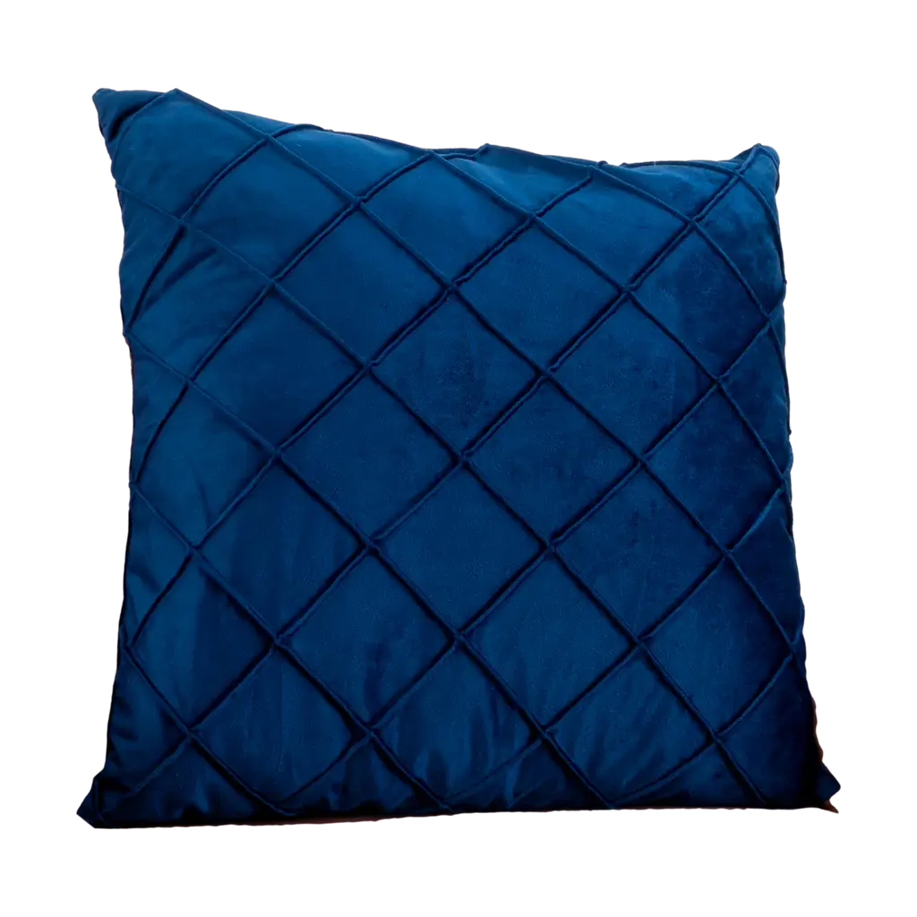 Diamond Blue Velvet Cushion - Feather Filled - Oakavia