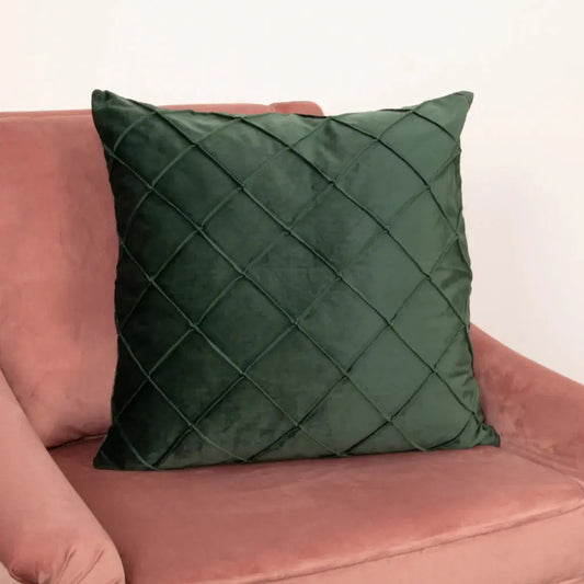 Diamond Green Velvet Cushion - Feather Filled - Oakavia